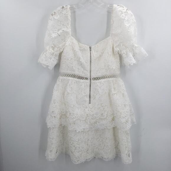 Bardot Lace Peplum Mini Dress Short Sweetheart Neck White size 10 New - Picture 5 of 11